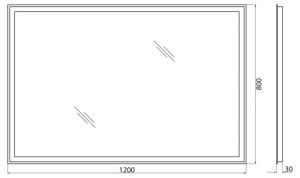 Зеркало BelBagno с LED-подсветкой и кнопочным управлением SPC-GRT-1200-800-LED-BTN