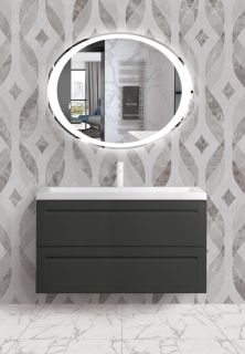 Подвесная тумба под раковину Art&Max Platino 100см серый матовый AM-Platino-1000-2C-SO-GM-Cer
