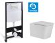 Комплект SantiLine SL-5027+SL-01 безободковый белый унитаз с сиденьем микролифт и инсталляция с клавишей смыва хром