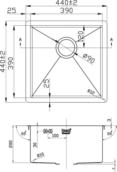 Мойка кухонная Zorg Inox  R 4444