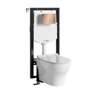 Система инсталляции с унитазом WasserKRAFT Vils 56TLT.010.ME.RG04.H001 кнопка смыва розовое золото