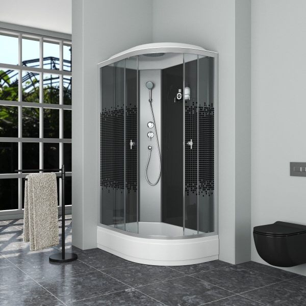 Душевая кабина Niagara NG-3524-14L BLACK 120x80см серебро/тонированное с узором