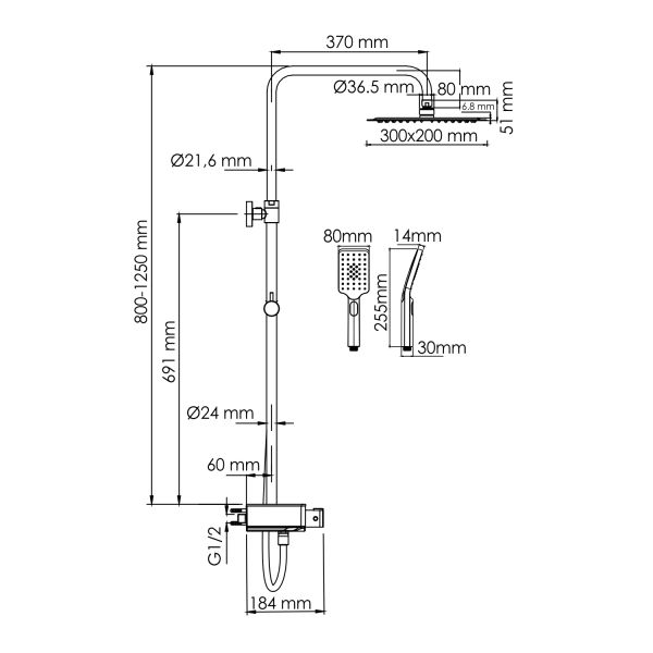 Душевой комплект WasserKRAFT A113.069.126.CH Thermo хром Душевой комплект WasserKRAFT A113.069.126.CH Thermo хром