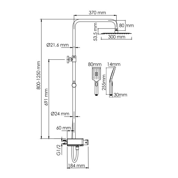 Душевой комплект WasserKRAFT A113.118.126.CH Thermo хром Душевой комплект WasserKRAFT A113.118.126.CH Thermo хром