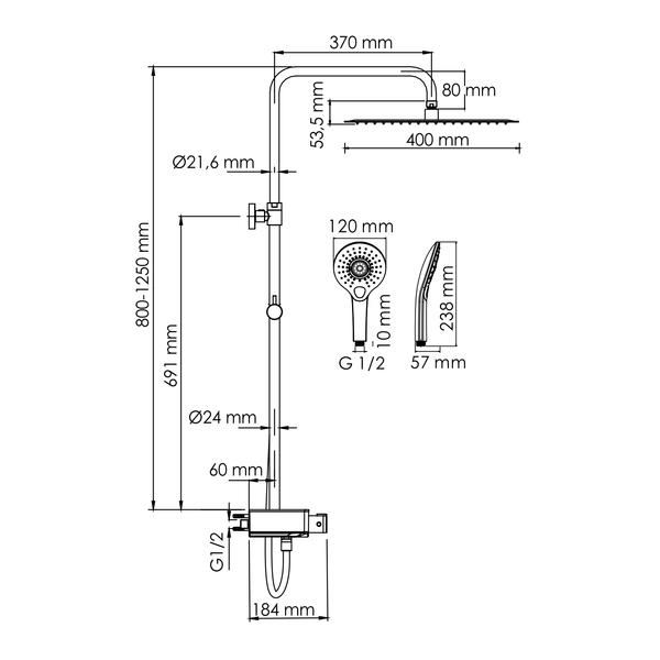 Душевой комплект WasserKRAFT A113.119.101.CH Thermo хром
