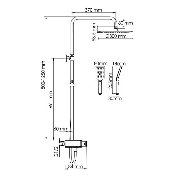 Душевой комплект WasserKRAFT A114.160.130.CB Thermo черный