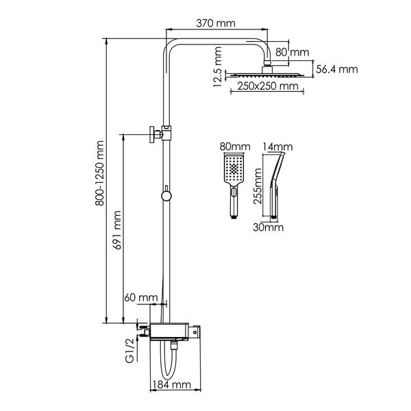 Душевой комплект WasserKRAFT A114.255.130.CB Thermo черный
