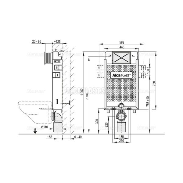 Система инсталляции AlcaPlast Renovмodul для унитаза AM115/1000 Система инсталляции AlcaPlast Renovмodul для унитаза AM115/1000