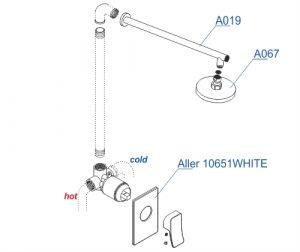 Wasserkraft A12667WHITE Встраиваемый комплект для душа с верхней душевой насадкой