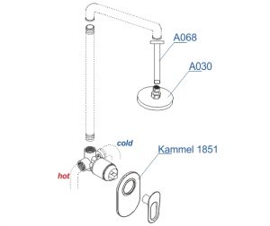 Wasserkraft A12830 Встраиваемый комплект для душа с верхней душевой насадкой