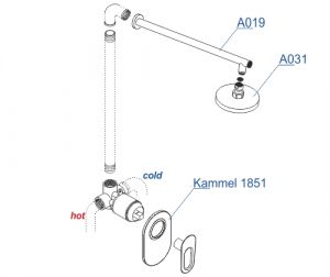 Wasserkraft A12831 Встраиваемый комплект для душа с верхней душевой насадкой