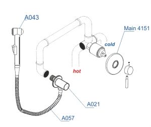 Гигиенический набор WasserKRAFT A14157 120 см