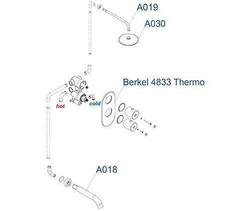 Wasserkraft А15030 Thermo Встраиваемый комплект для ванны с изливом и верхней душевой насадкой