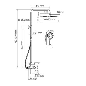 Душевой комплект WasserKRAFT A171.261.207.PG золото