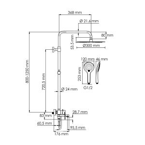 Душевой комплект WasserKRAFT A174.160.078.CB черный