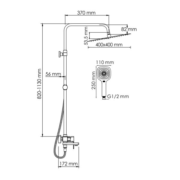 Душевой комплект WasserKRAFT A177.119.065.010.CH хром Душевой комплект WasserKRAFT A177.119.065.010.CH хром