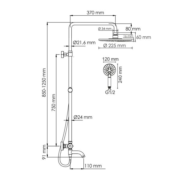 Душевой комплект WasserKRAFT A188.067.058.WM Thermo белый