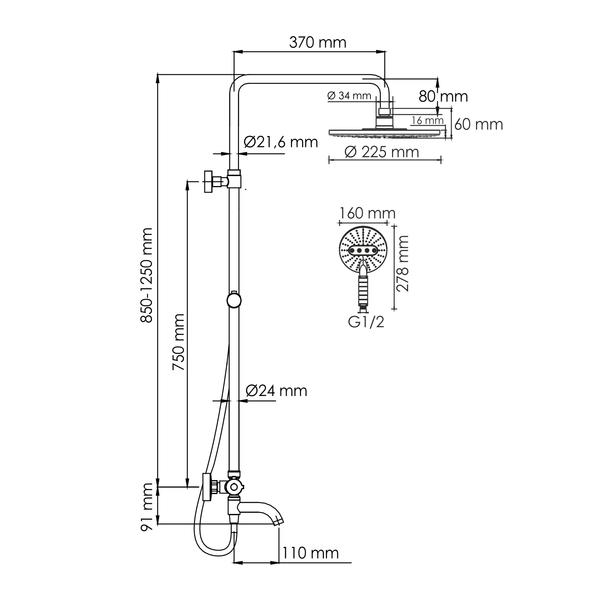 Душевой комплект WasserKRAFT A188.067.059.WM Thermo белый