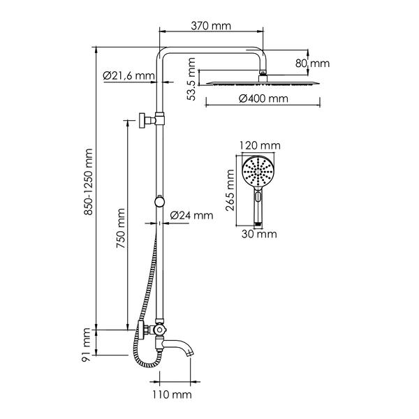 Душевой комплект WasserKRAFT A188.117.127.010.CH Thermo хром