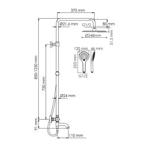 Душевой комплект WasserKRAFT A188.257.155.WM Thermo белый