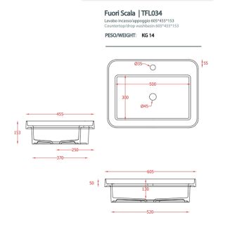 Раковина ArtCeram Fuori Scala TFL034 38 00 avio 60 см Раковина ArtCeram Fuori Scala TFL034 38 00 avio 60 см
