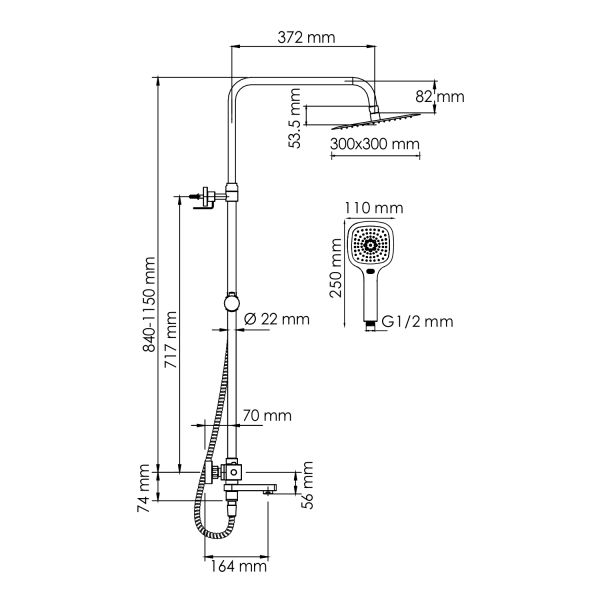 Душевой комплект WasserKRAFT A199.118.065.010.CH Thermo хром
