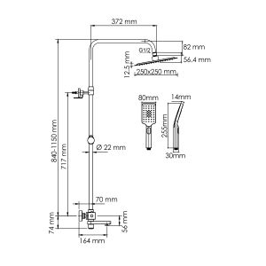 Душевой комплект WasserKRAFT A199.198.201.BG Thermo золото