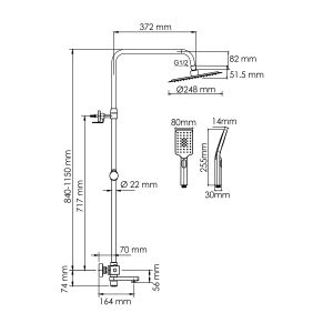 Душевой комплект WasserKRAFT A199.259.201.BG Thermo золото