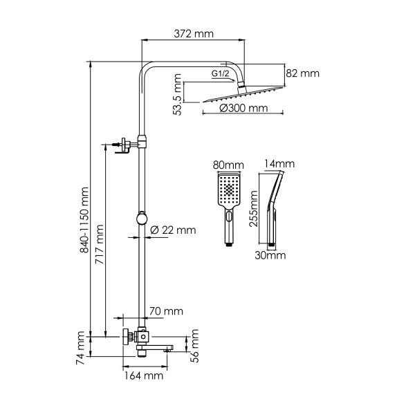 Душевой комплект WasserKRAFT A199.262.201.BG Thermo золото