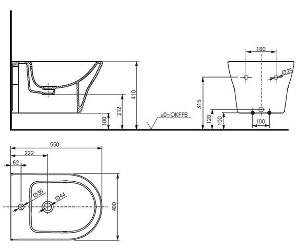 Биде подвесное TOTO MH BW10045G1#XW белый