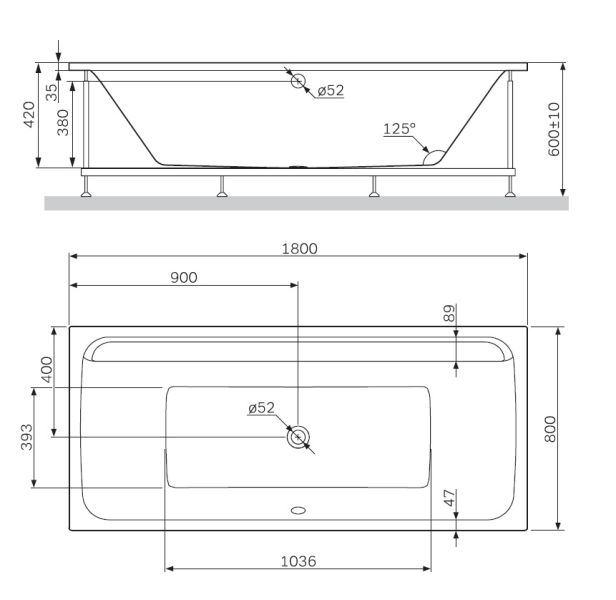 Акриловая ванна AM.PM inspire 2.0 W52A-180-080W-A 180х80 см