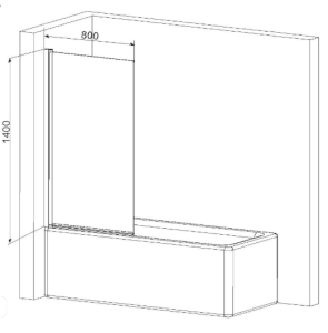 Шторка для ванны Am.pm GEM W90BS-D080-140CT 80x140 поворотная