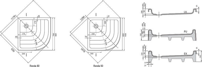 Душевой поддон Ravak Ronda-90 PU 90x90 A207001120