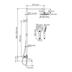 Душевой комплект WasserKRAFT A288.077.078.BM Thermo черный
