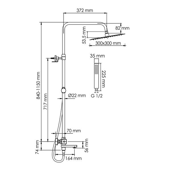 Душевой комплект WasserKRAFT A299.162.218.BM Thermo черный