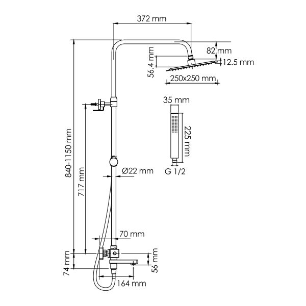 Душевой комплект WasserKRAFT A299.255.218.BM Thermo черный