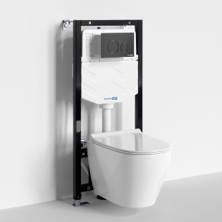 Система инсталляции с унитазом WasserKRAFT Aller 10TLT.010.ME.MB02.H002 кнопка смыва чёрный матовый