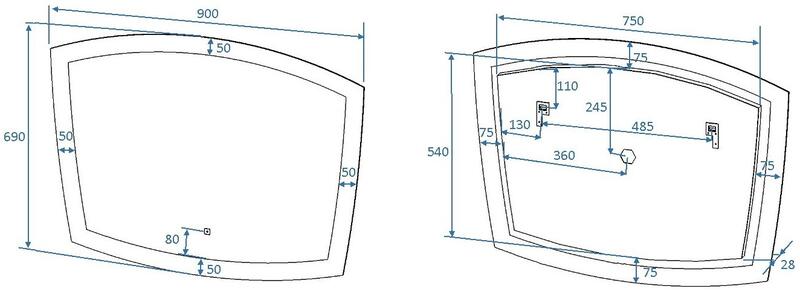 Зеркало с подсветкой Art&Max Roma 90x70см AM-Rom-900-700-DS-F