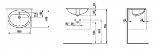 Раковина Laufen PRO 8.1395.1.000.104.1 56х44 Раковина Laufen PRO 8.1395.1.000.104.1 56х44