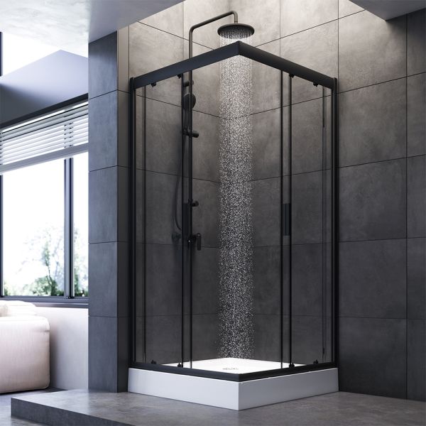 Душевой уголок Am.Pm Gem 90x90см чёрный матовый W90G-403-090BT