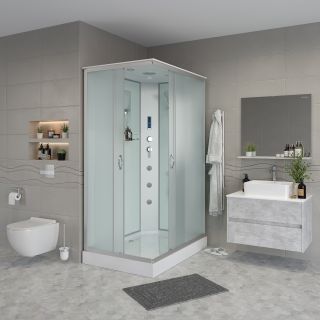 Душевая кабина Niagara NG-43085-14QF с гидромассажем 100x80см серебро/матовое