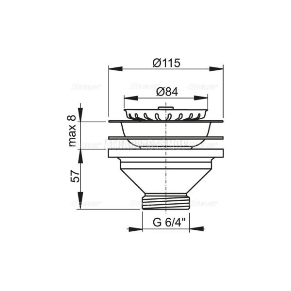 Водослив сифона для мойки AlcaPlast 6/4" с нержавеющей рeшeткой ?115 A37