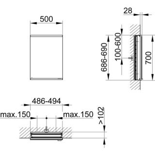 Зеркальный шкаф Keuco Royal Modular 2.0 800000050100100 50 см Зеркальный шкаф Keuco Royal Modular 2.0 800000050100100 50 см