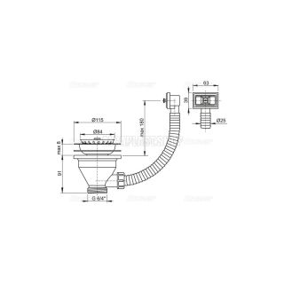 Водослив сифона для мойки AlcaPlast 6/4" с нержавеющей решеткой ?115 и гофропереливом A38 Водослив сифона для мойки AlcaPlast 6/4" с нержавеющей решеткой ?115 и гофропереливом A38