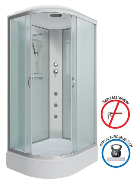 Душевая кабина Niagara NG-33974-14RG с гидромассажем 90x70см серебро/матовое