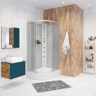 Душевая кабина Niagara NG-33984-14RBKTG с гидромассажем 90x80см серебро/матовое