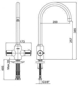 Смеситель для кухни E.C.A. Thermostatic 102108754EX с термостатом хром