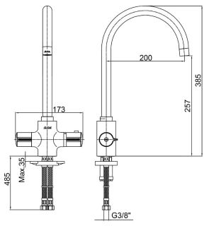 Смеситель для кухни E.C.A. Thermostatic 102108754EX с термостатом хром Смеситель для кухни E.C.A. Thermostatic 102108754EX с термостатом хром