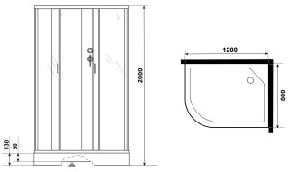 Душевая кабина Niagara NG-3512-14RBKG с гидромассажем 120x80см серебро/тонированное