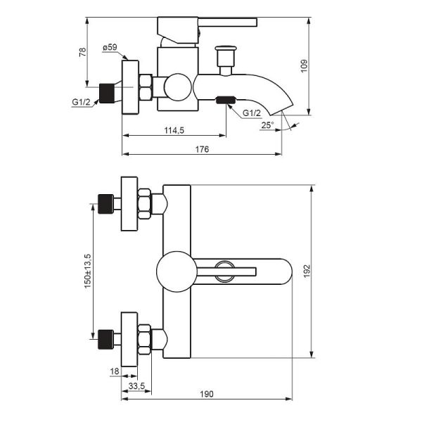 Смеситель для ванны и душа Damixa Scandinavian Pure 361000000 хром